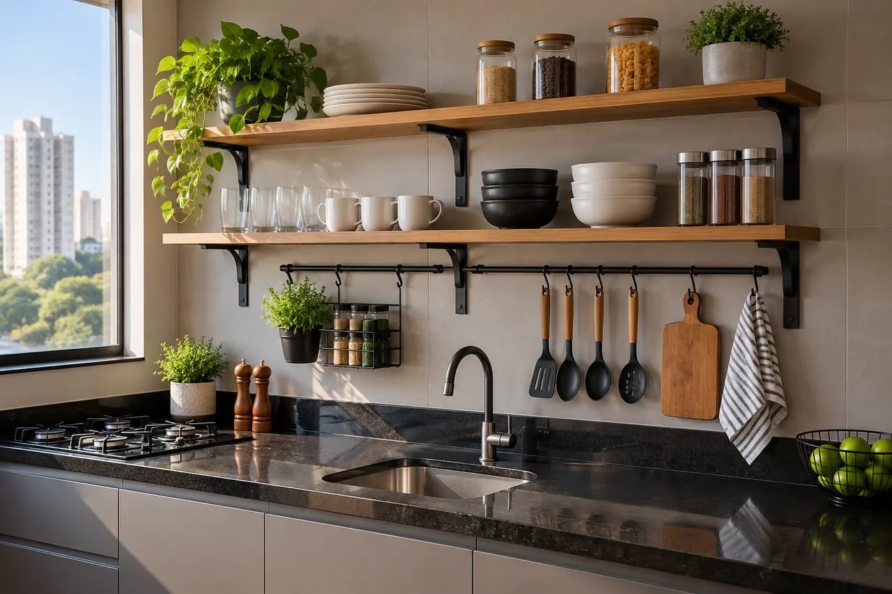 Detalhe do acabamento de instalação de acessórios para cozinha em Ribeirão Preto