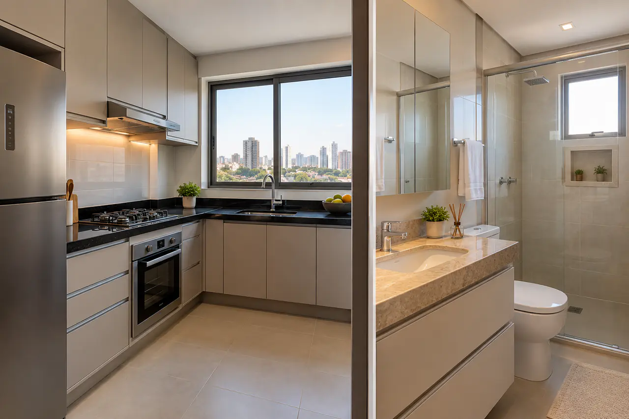 Detalhe do acabamento de manutenção para apartamentos em Ribeirão Preto