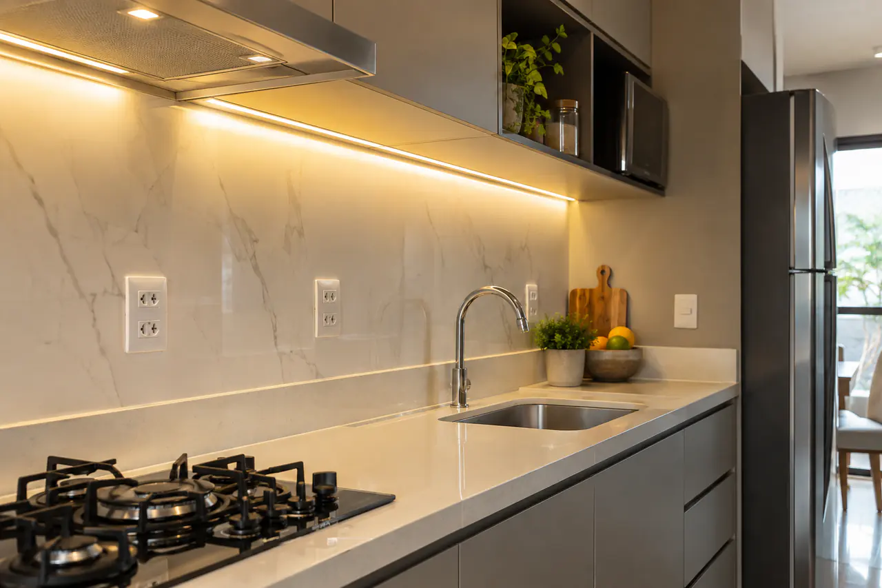 Ambiente finalizado após serviço de serviços elétricos residenciais em Ribeirão Preto